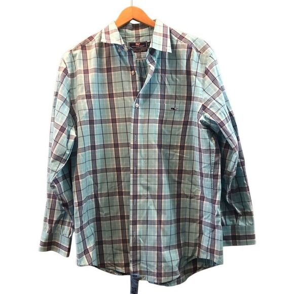 Vineyard Vines Men’s Size Large Classic Fit Tucker Shirt Button Down Blue Plaid - Picture 1 of 4